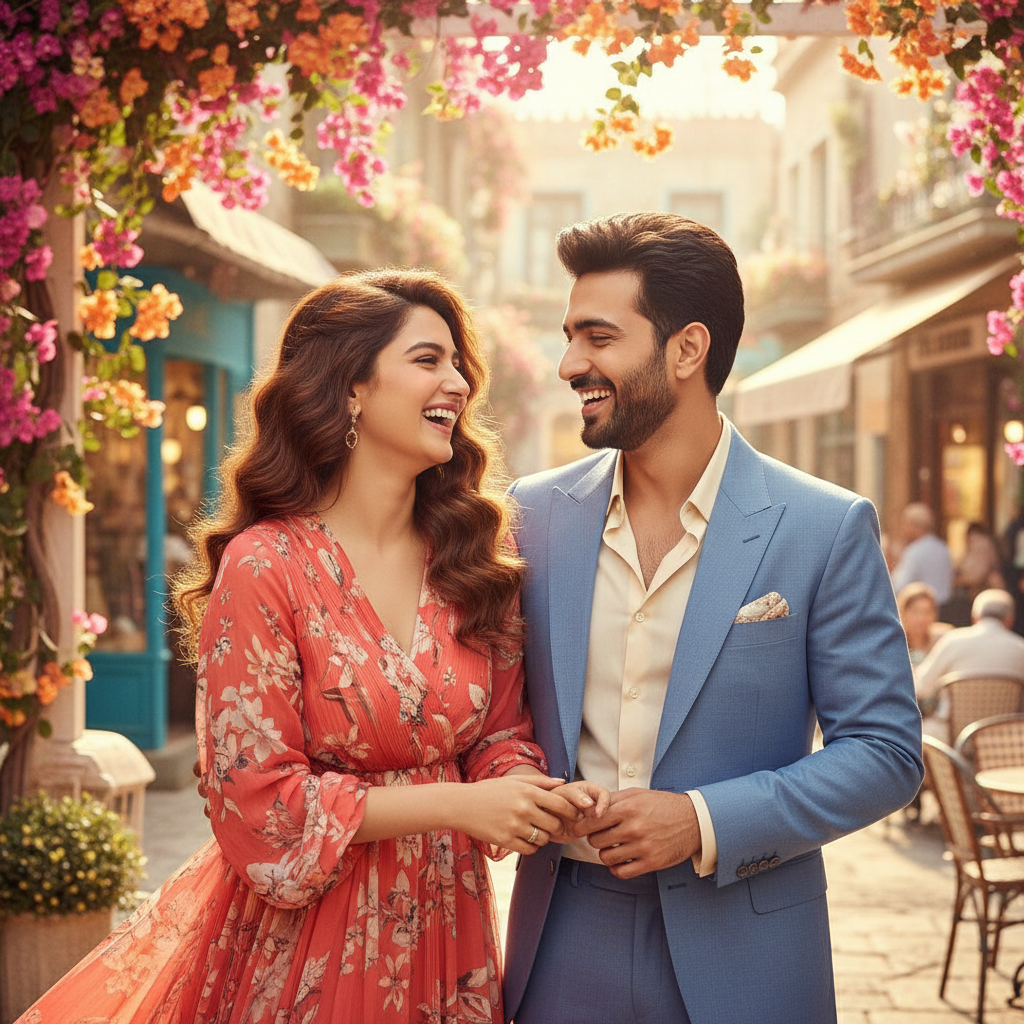 Hania Aamir and Bilal Abbas Khan sharing a warm, romantic moment in a viral advertisement, leading to fan shipping.