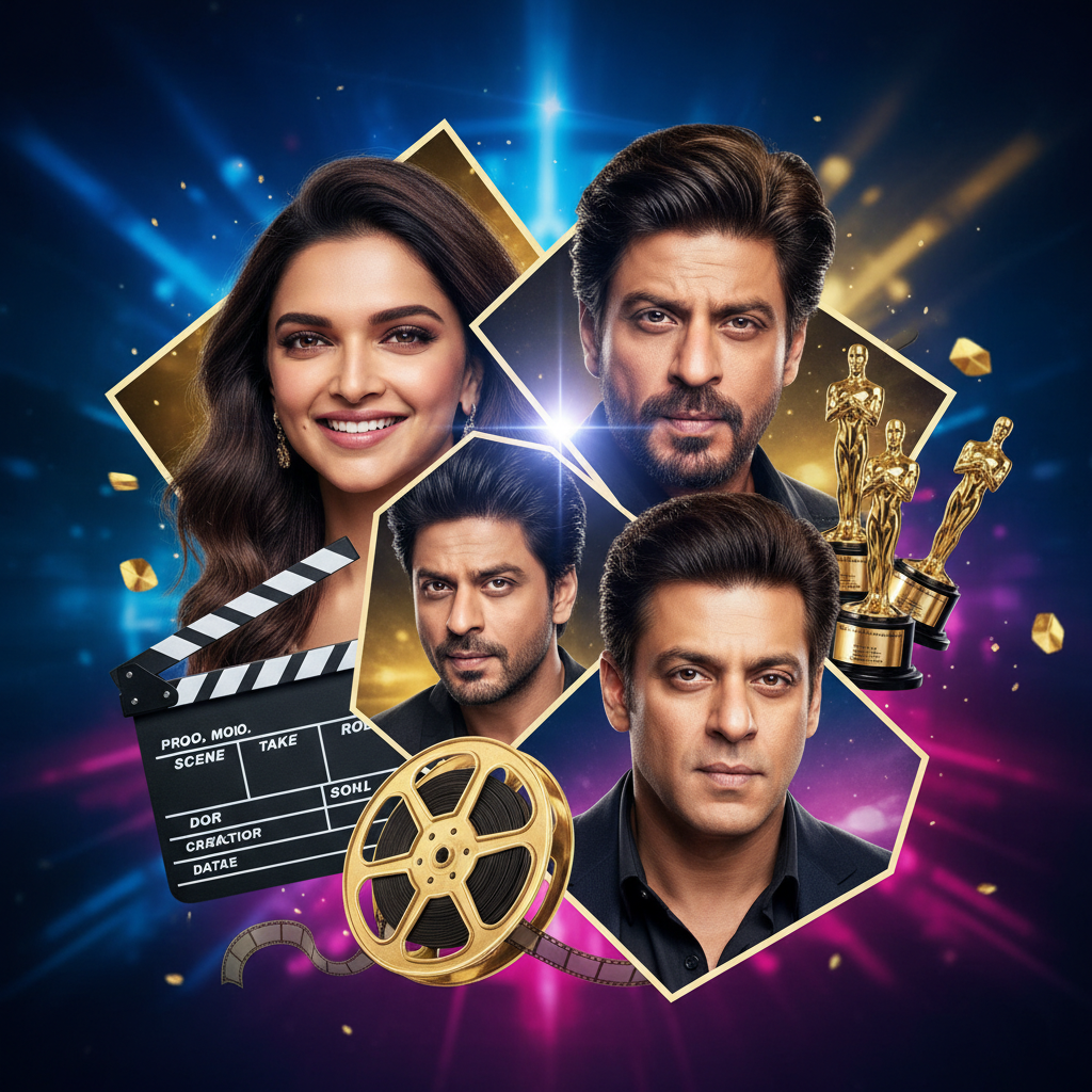Collage of Bollywood stars like Deepika Padukone, Ranveer Singh, Shah Rukh Khan, Salman Khan, symbolizing this week's biggest entertainment news